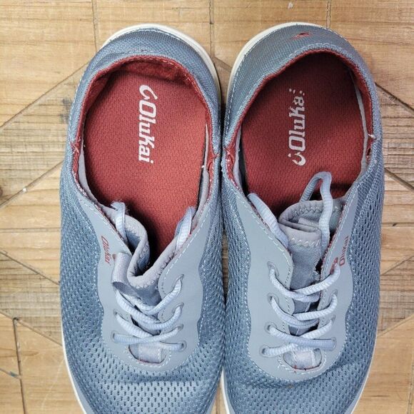 Olukai Moku Pae Shoes Mens 9 Grey Sneakers Mesh Slip On Comfort Casual‎ Sneakers - Picture 10 of 11